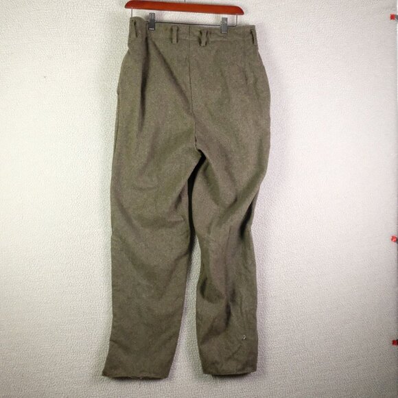 WW2 Pants Mens 30 X 29 Olive Green Wool Heavyweight Slash Pockets 1940 96 - Picture 4 of 12